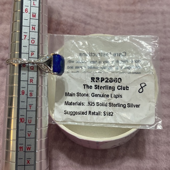 Bomb Party Sterling Silver Ring, Genuine Lapis, Size 8 - Picture 5 of 6